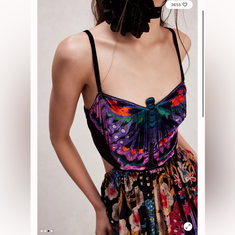 Free People Butterfly Wishes Burnout Velvet Maxi Dress XL - Picture 3 of 9